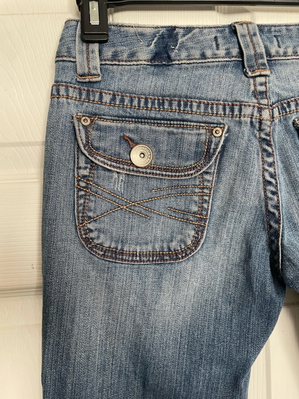 Vintage Aeropostale Women’s Medium Blue Flared Chelsea Bootcut Jeans 3/4 R - Picture 6 of 8